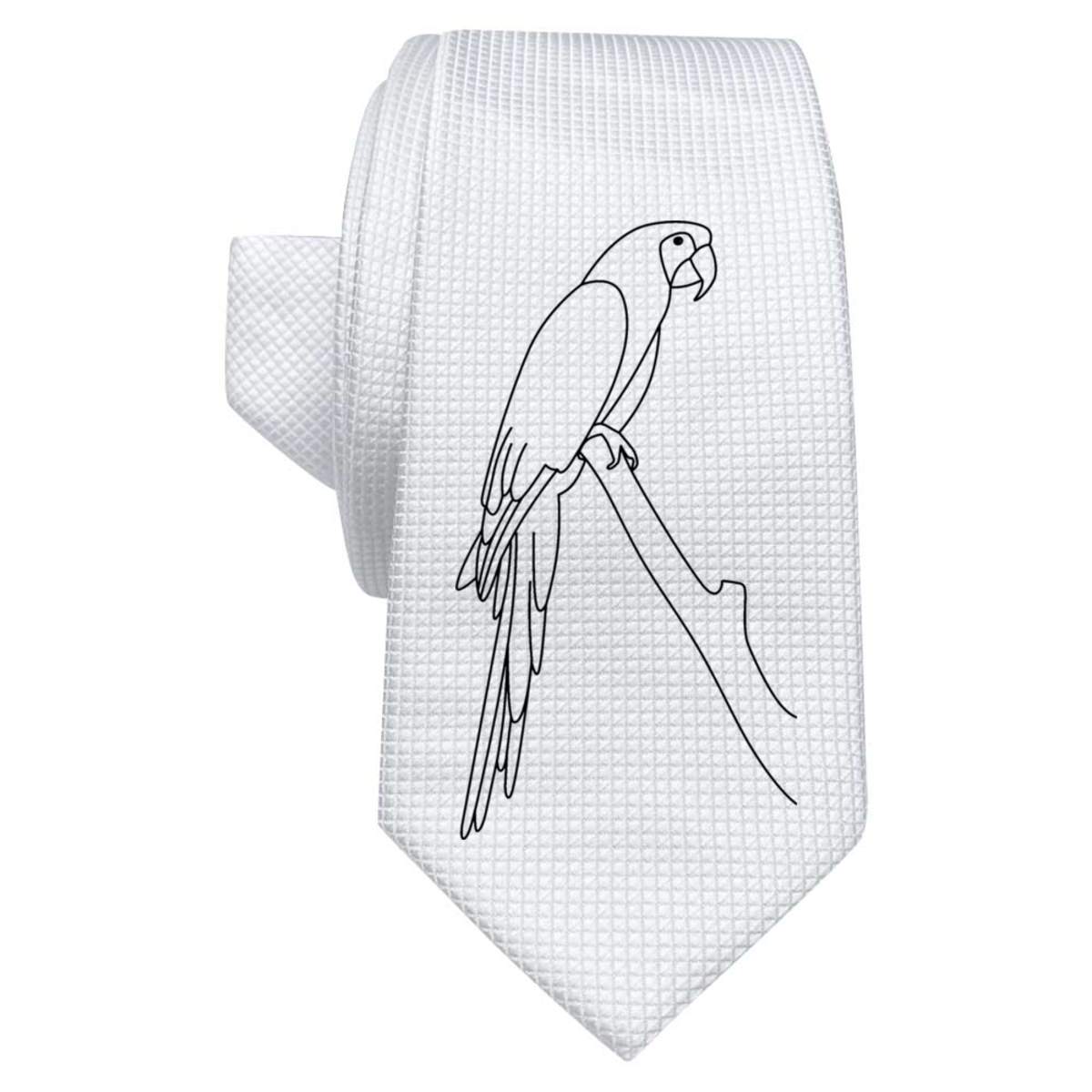 'Perched Parrot' White Tie / Necktie with Gift Box (AT00002755)