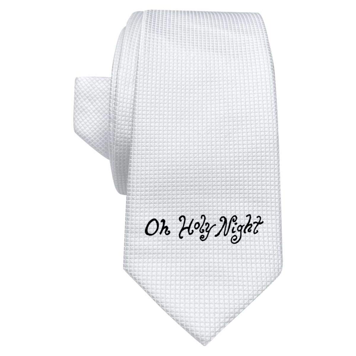 'Oh Holy Night' White Tie / Necktie with Gift Box (AT00002852)