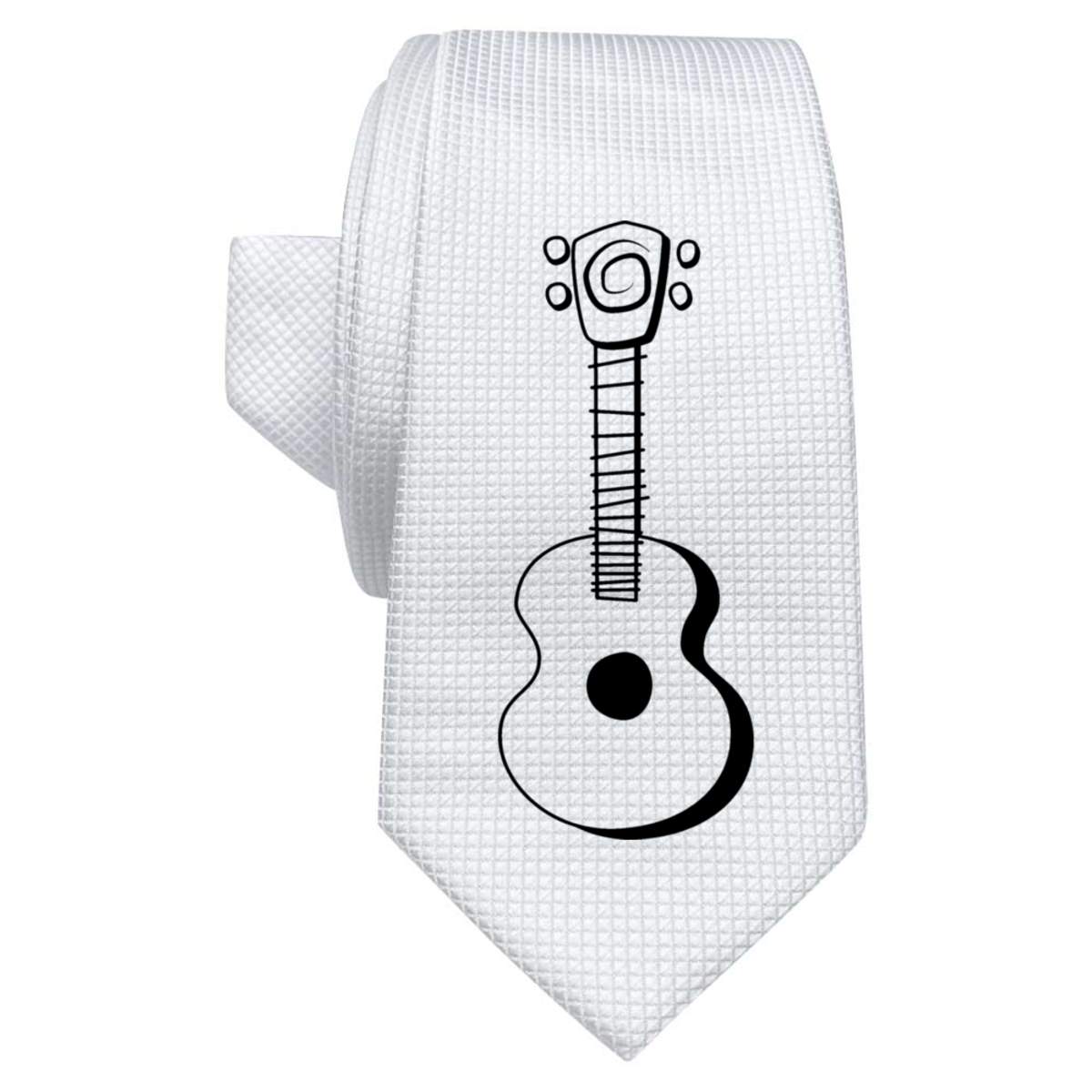 'Ukulele' White Tie / Necktie with Gift Box (AT00003046)