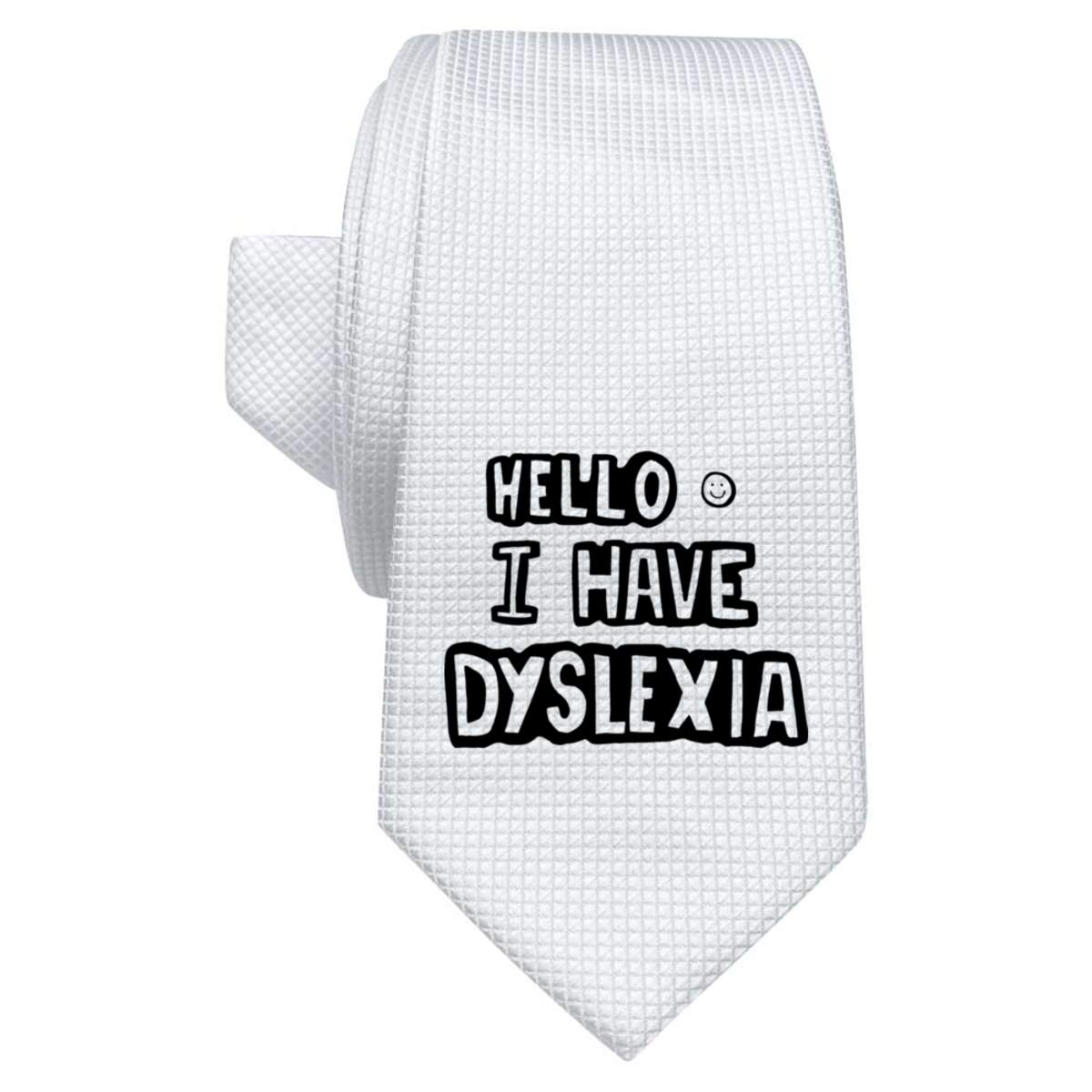 'I Have Dyslexia' White Tie / Necktie with Gift Box (AT00003069)