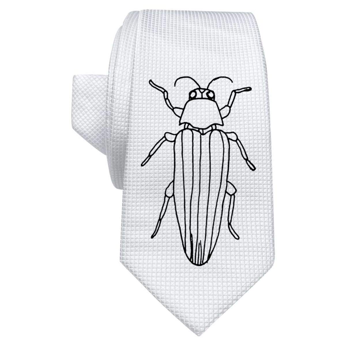 'Creepy Cockroach' White Tie / Necktie with Gift Box (AT00003115)