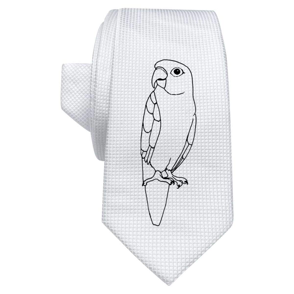'Friendly Parrot' White Tie / Necktie with Gift Box (AT00003121)