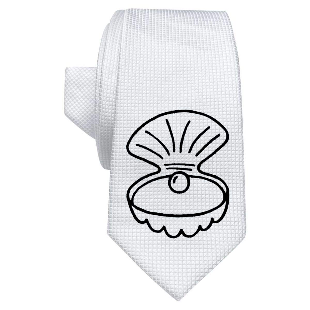 'Ocean Pearl' White Tie / Necktie with Gift Box (AT00003146)