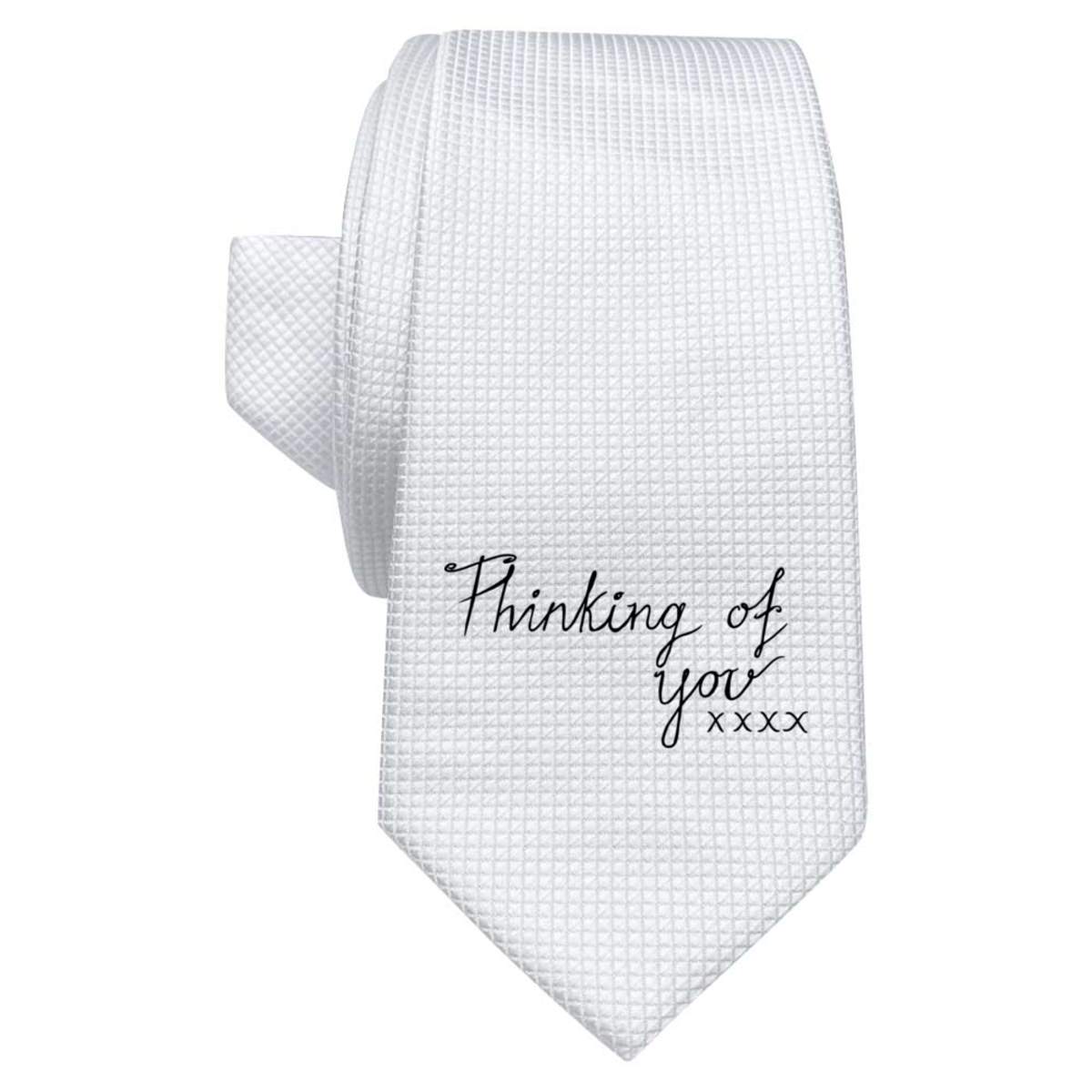 'Thinking Of You' White Tie / Necktie with Gift Box (AT00003231)