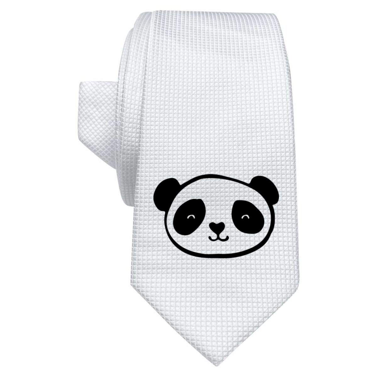 'Panda Head' White Tie / Necktie with Gift Box (AT00003299)