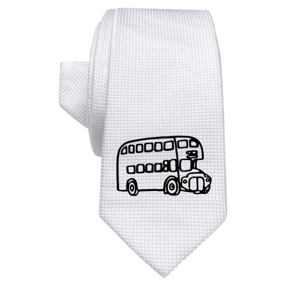 'London Bus' White Tie / Necktie with Gift Box (AT00003728)