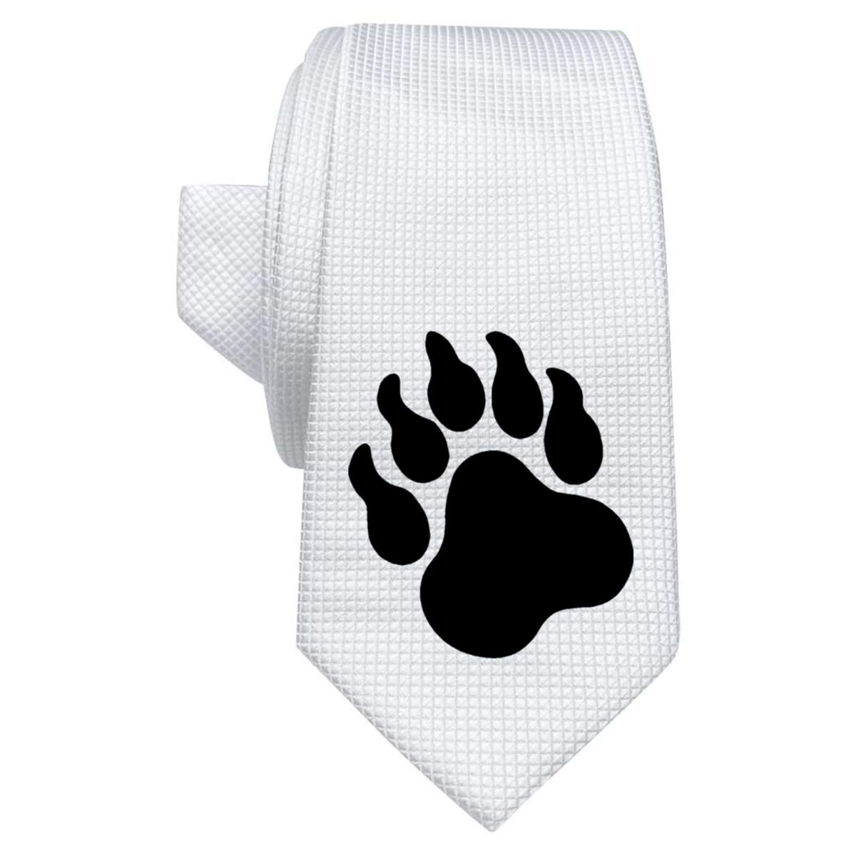'Paw Print' White Tie / Necktie with Gift Box (AT00003850)