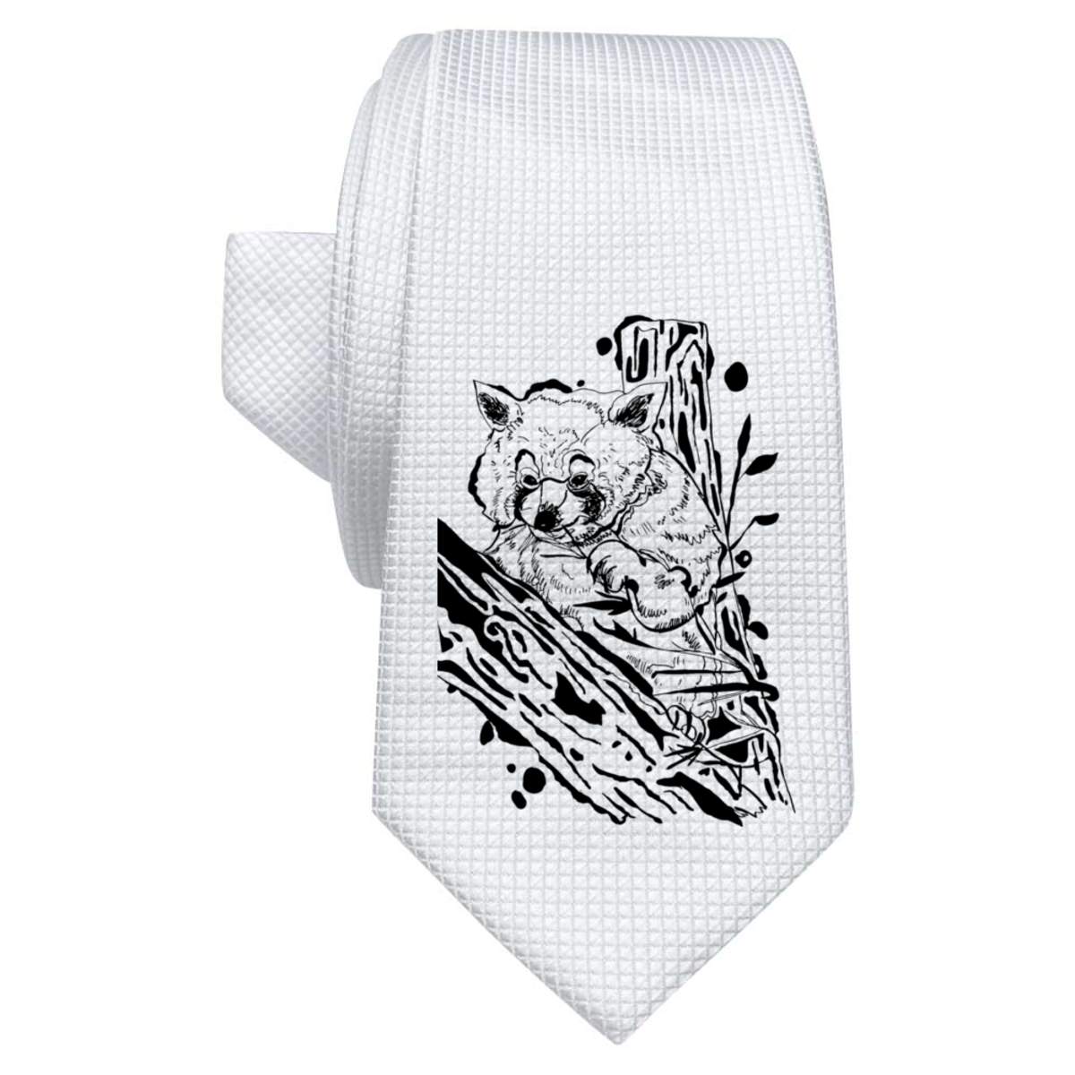 'Red Panda' White Tie / Necktie with Gift Box (AT00004069)