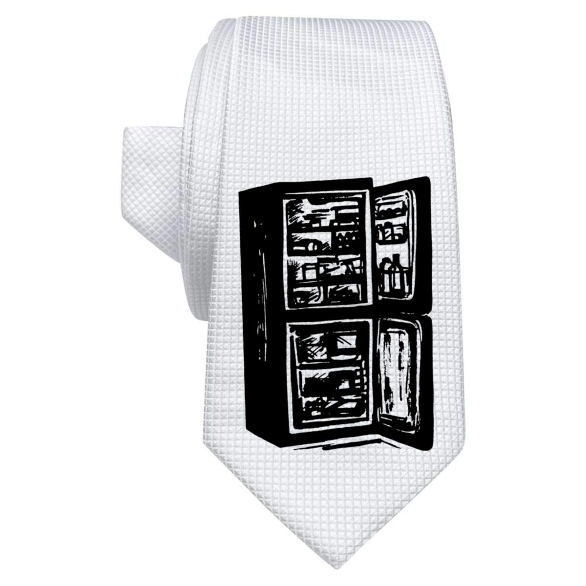 'Open Fridge' White Tie / Necktie with Gift Box (AT00004071)