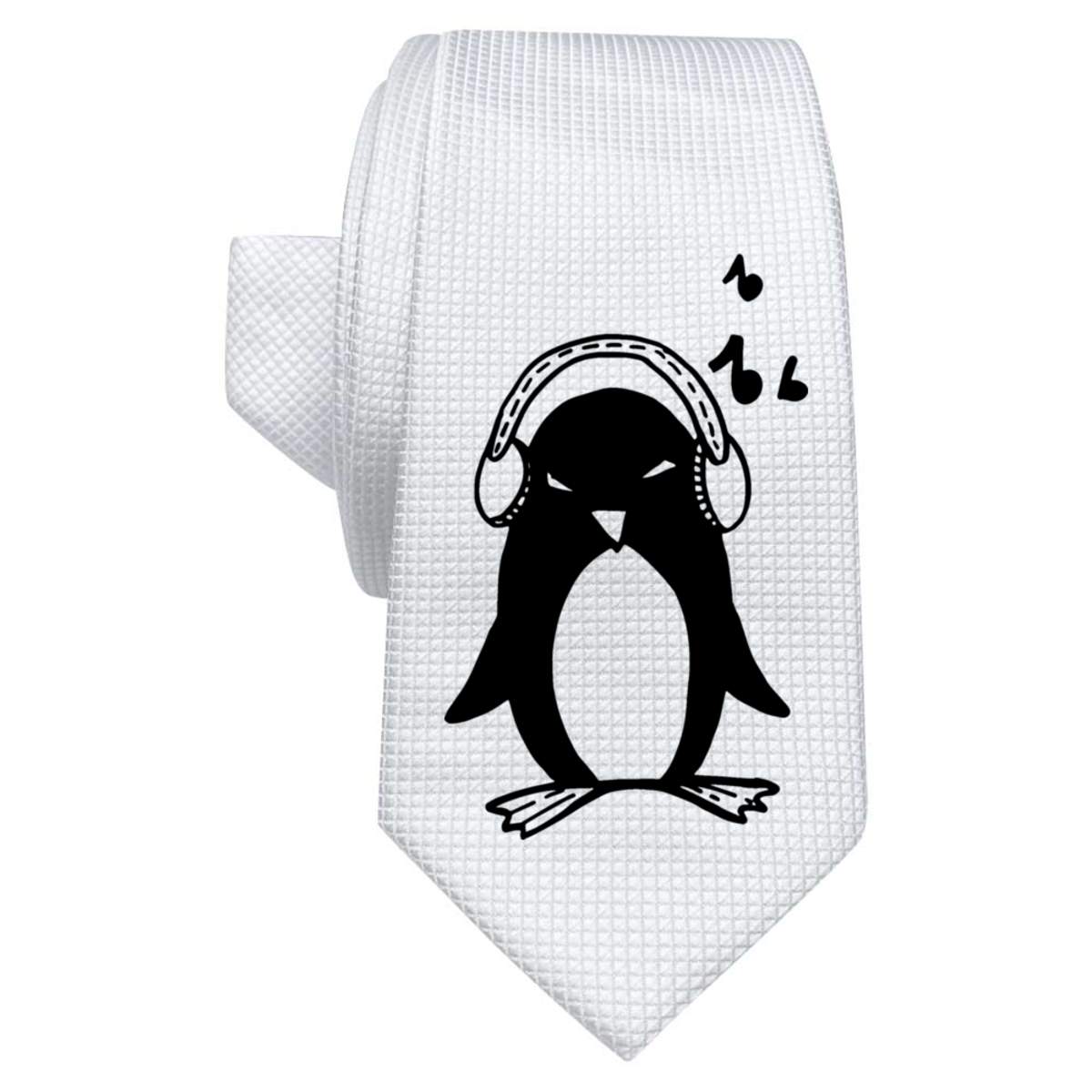 'Music Penguin' White Tie / Necktie with Gift Box (AT00004086)