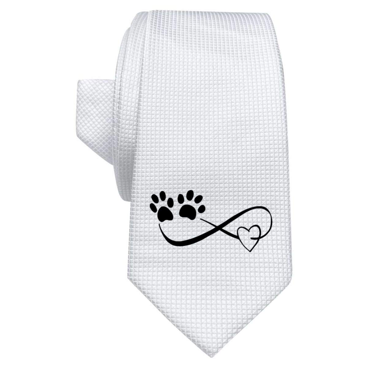 'Infinity Paws' White Tie / Necktie with Gift Box (AT00004274)