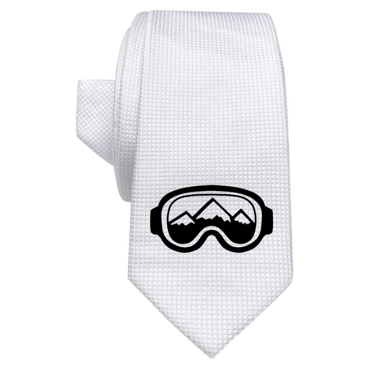 'Ski Goggles' White Tie / Necktie with Gift Box (AT00004277)
