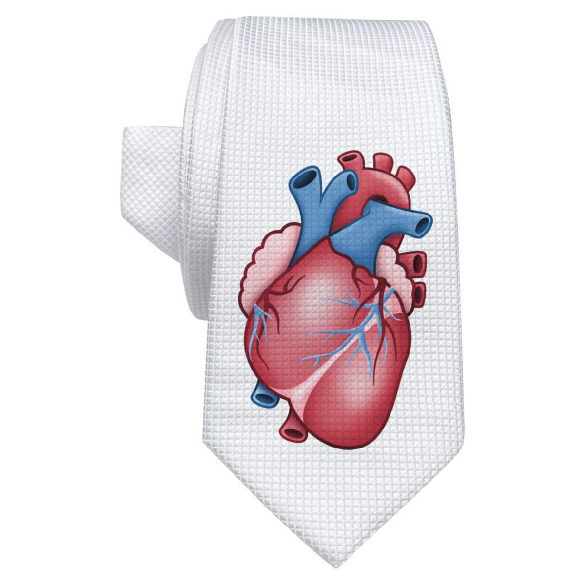 'Human Heart' White Tie / Necktie with Gift Box (AT00004508)