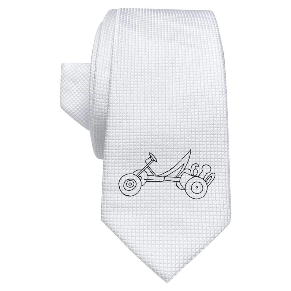 'Go Kart' White Tie / Necktie with Gift Box (AT00004788)