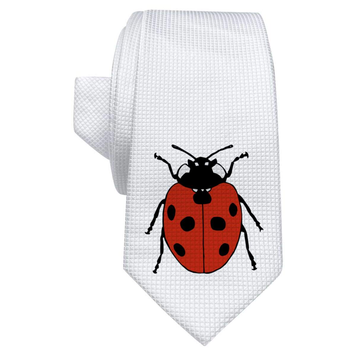 'Beautiful Red Ladybird' White Tie / Necktie with Gift Box (AT00005046)