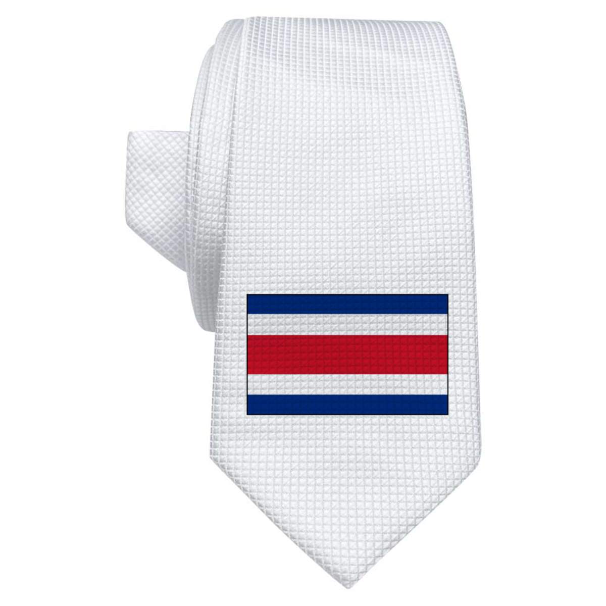 'Costa Rica Flag' White Tie / Necktie with Gift Box (AT00005442)