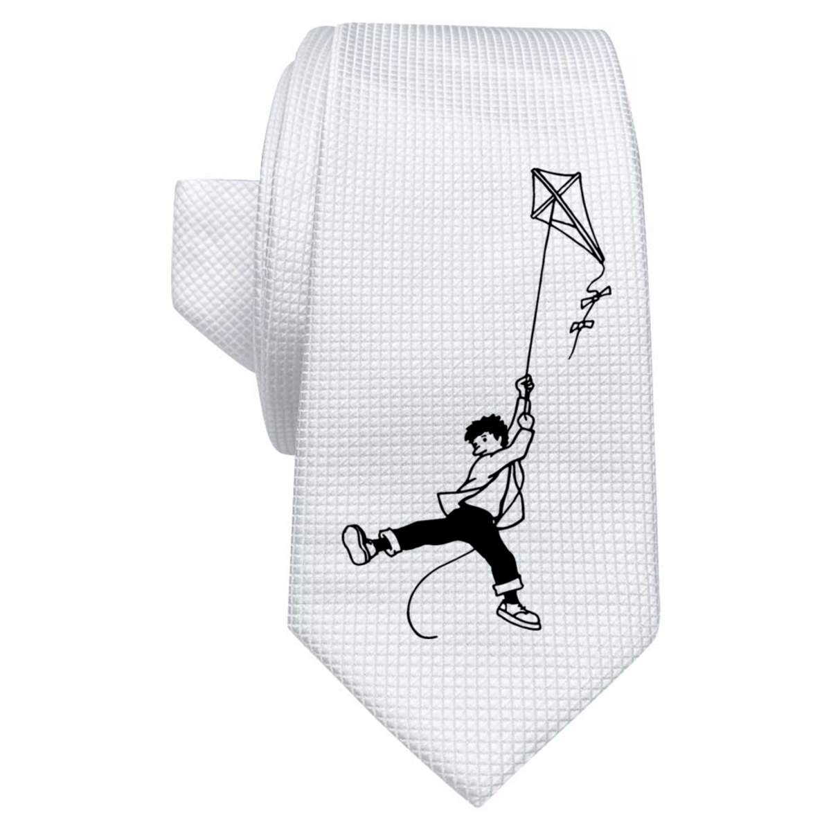 'Boy With Kite' White Tie / Necktie with Gift Box (AT00005685)