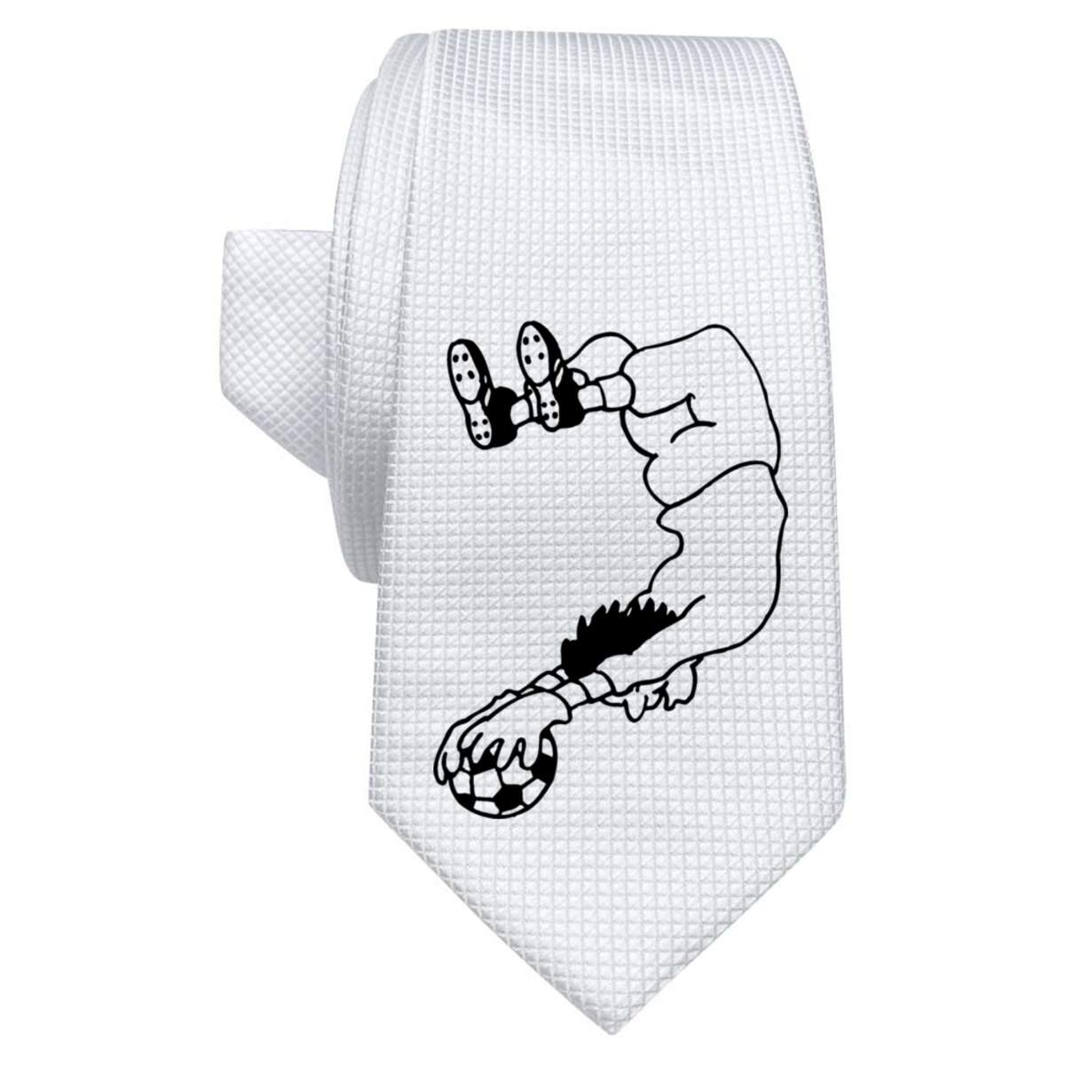 'Goalie' White Tie / Necktie with Gift Box (AT00005686)