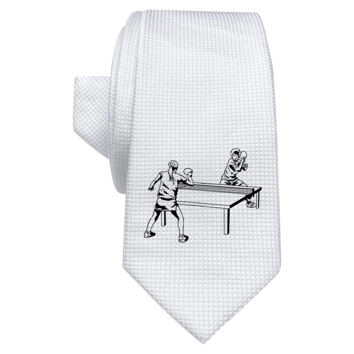 'Table Tennis' White Tie / Necktie with Gift Box (AT00006738)
