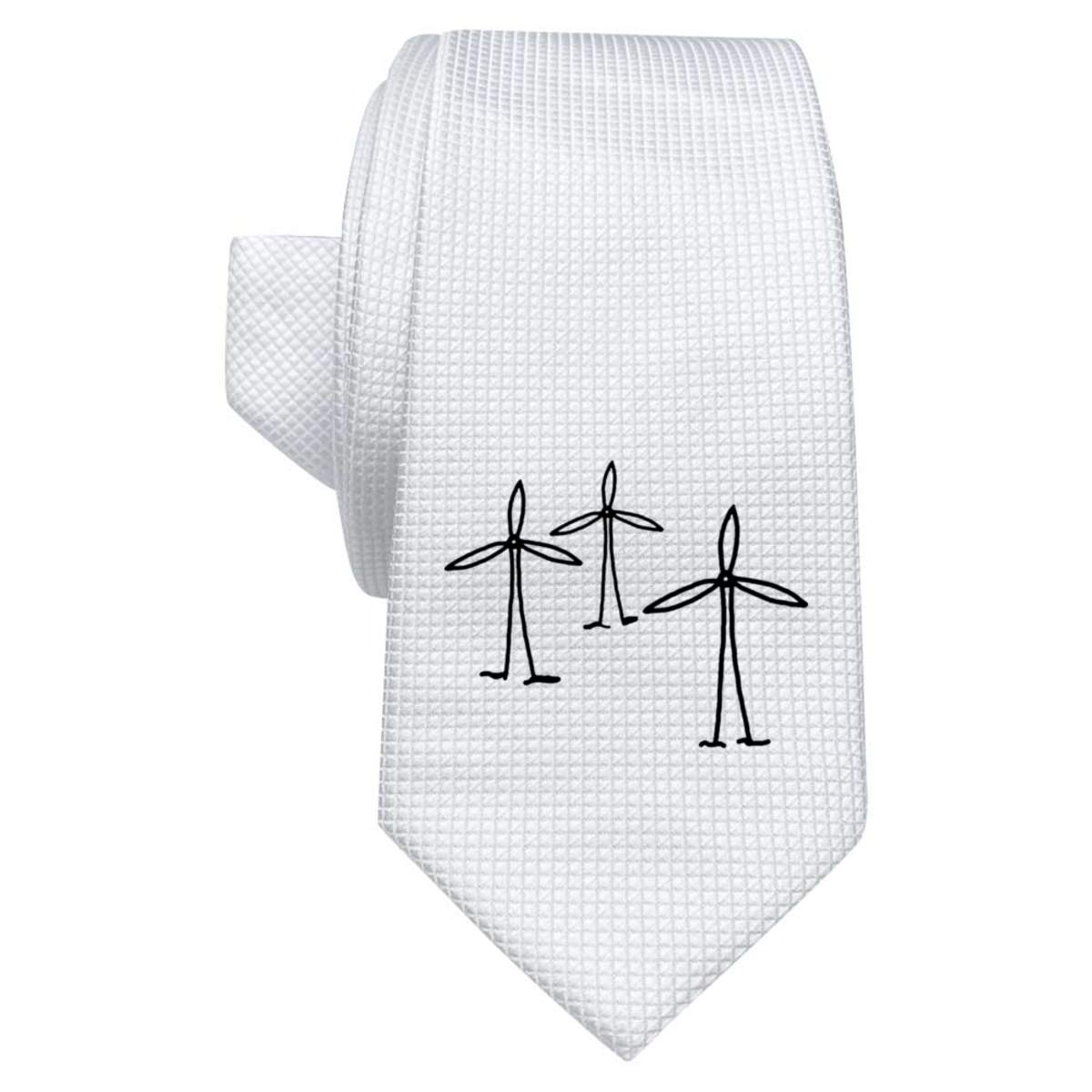 'Wind Turbines' White Tie / Necktie with Gift Box (AT00006833)