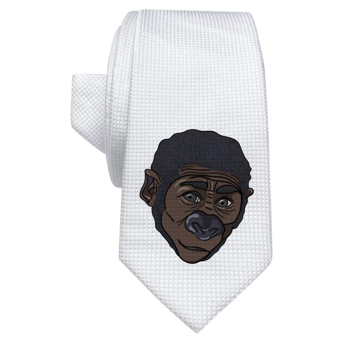 'Baby Gorilla' White Tie / Necktie with Gift Box (AT00006875)