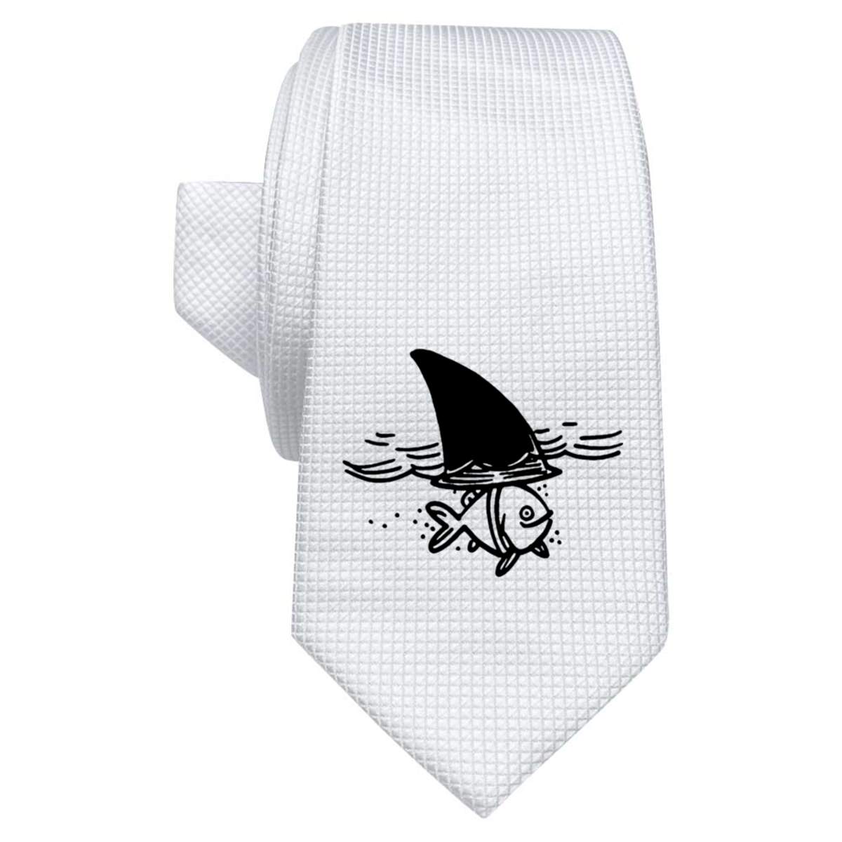 'Shark Fin Fish' White Tie / Necktie with Gift Box (AT00006923)