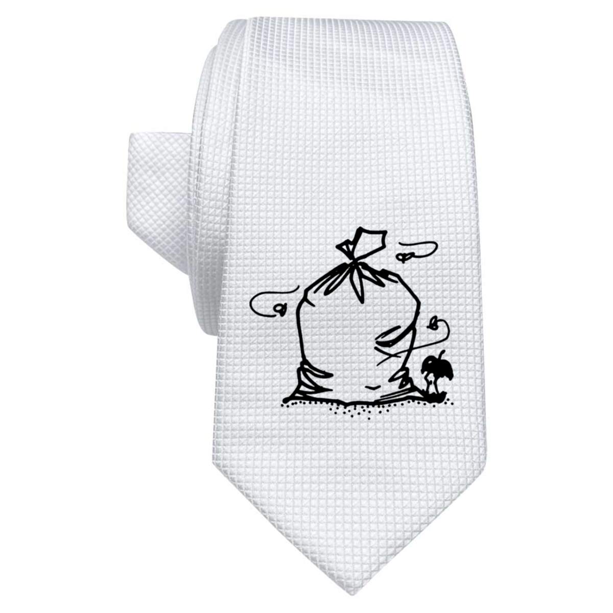 'Bin Bag Of Rubbish' White Tie / Necktie with Gift Box (AT00007040)