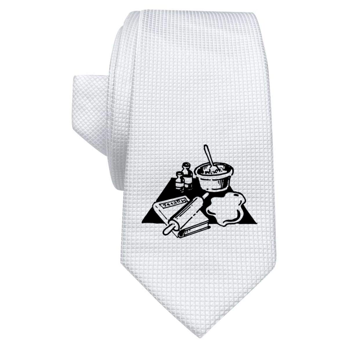 'Baking Utensils' White Tie / Necktie with Gift Box (AT00007476)