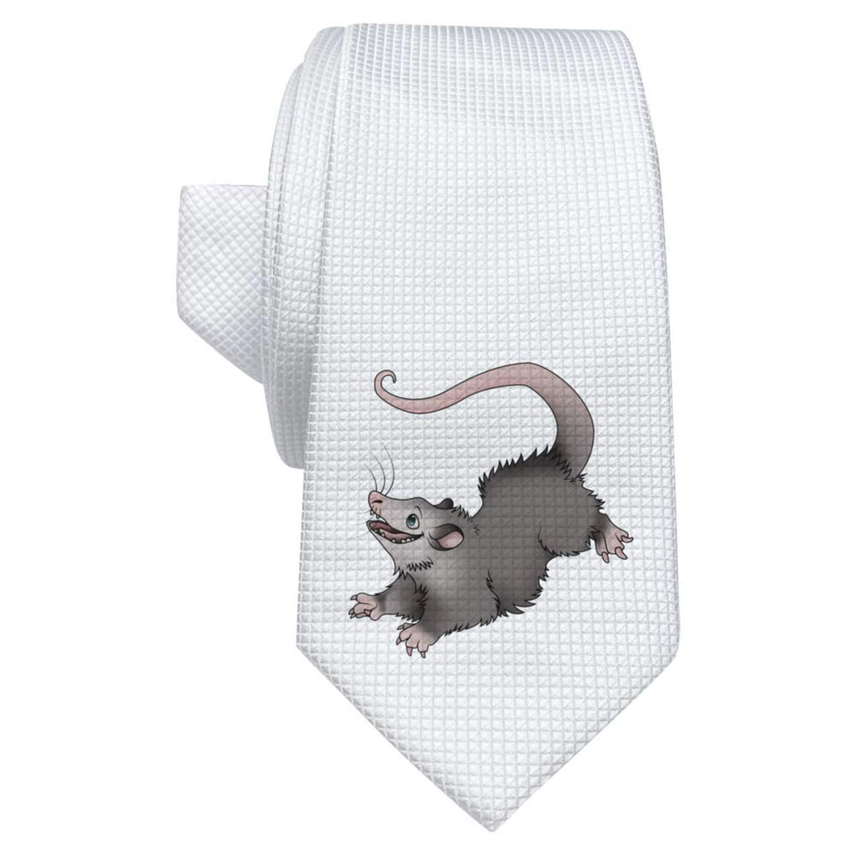 'Possum' White Tie / Necktie with Gift Box (AT00007763)