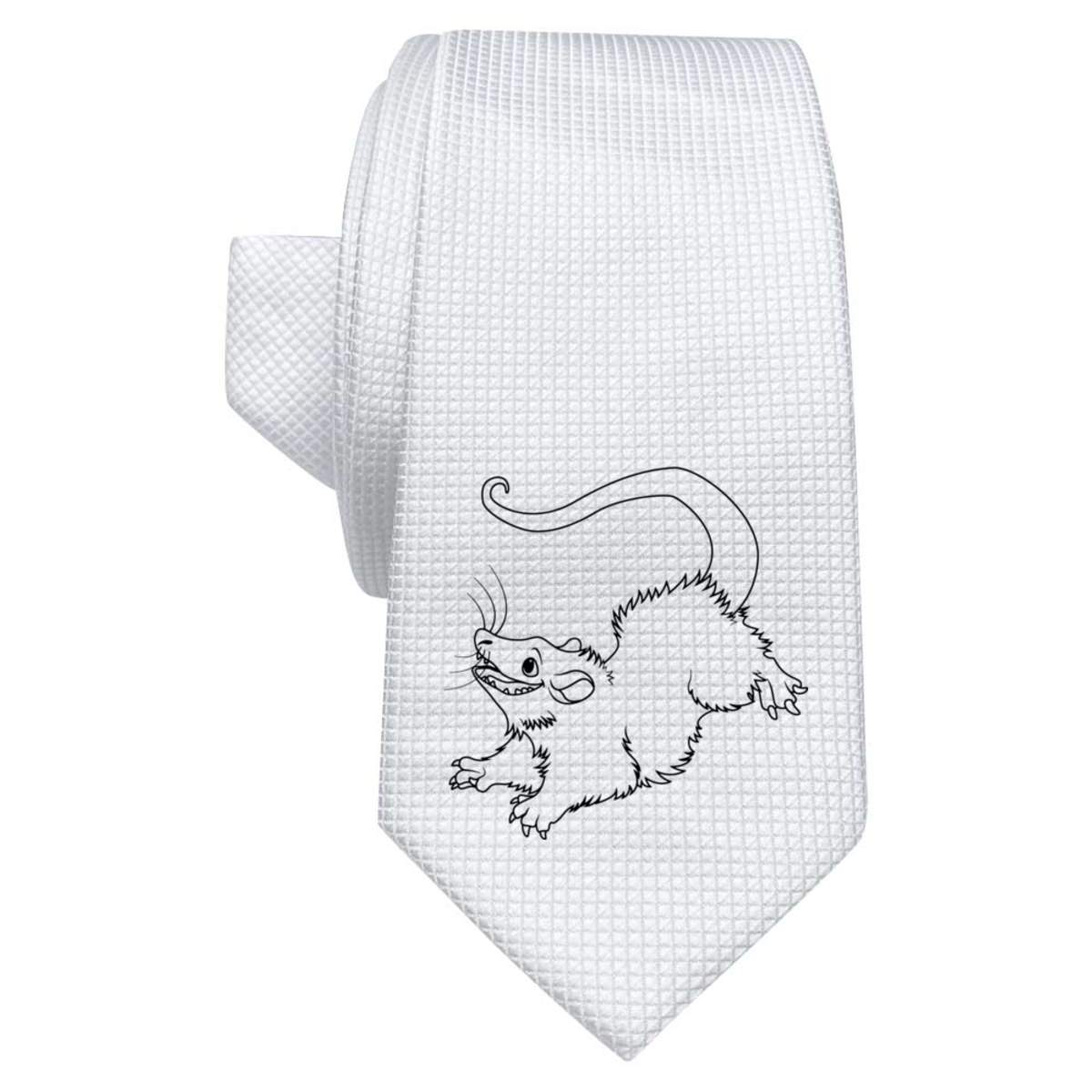 'Possum' White Tie / Necktie with Gift Box (AT00007766)