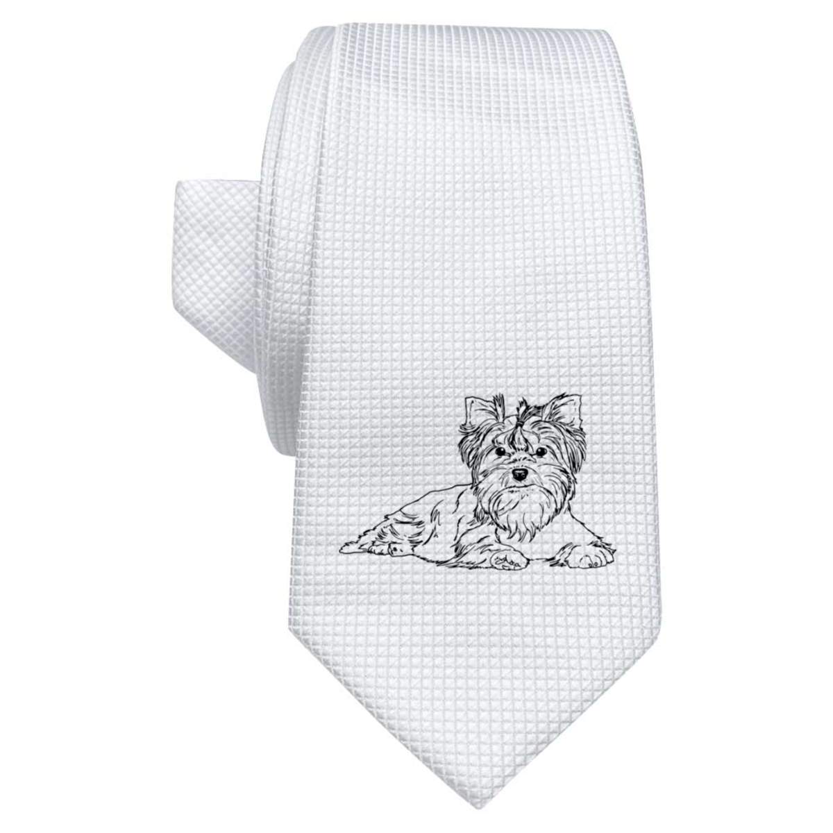 'Yorkshire Terrier' White Tie / Necktie with Gift Box (AT00007947)