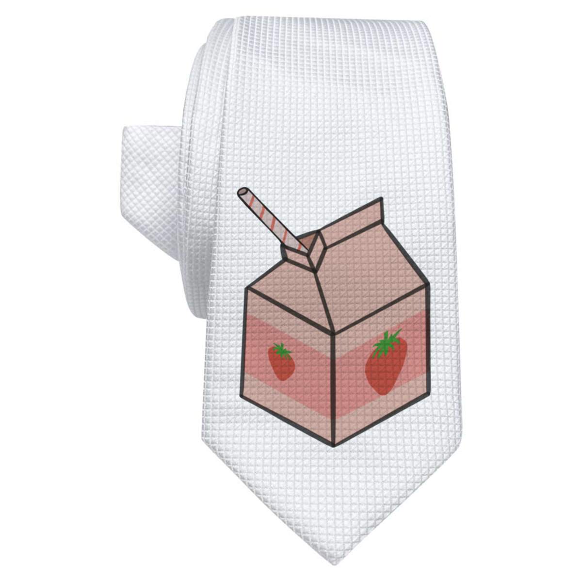 'Strawberry Milk Carton' White Tie / Necktie with Gift Box (AT00008016)