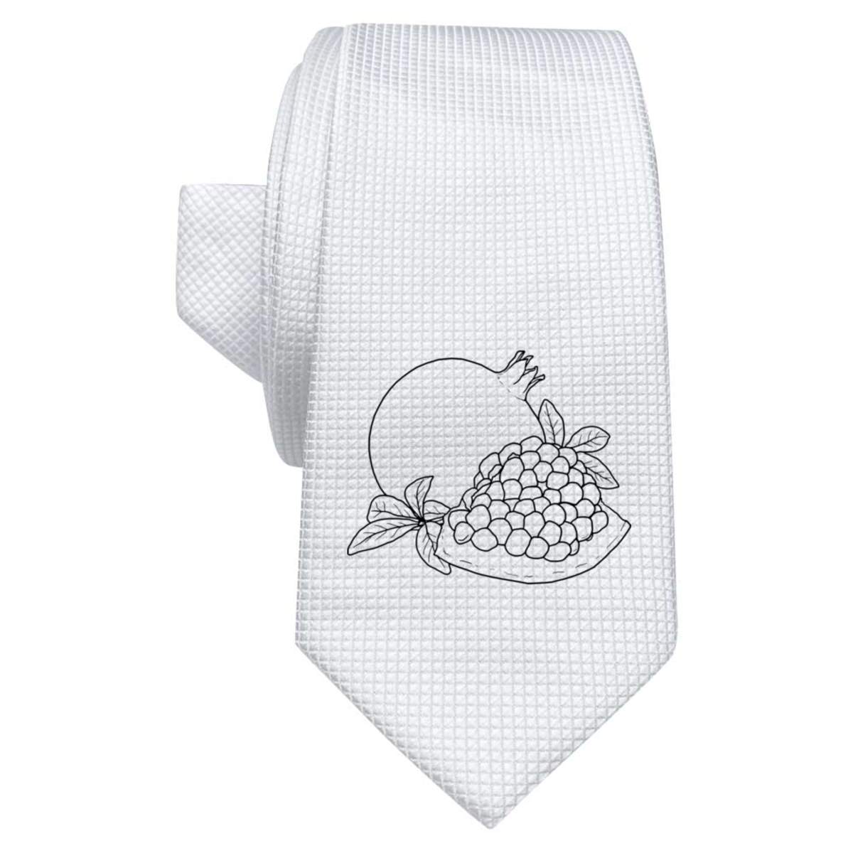 'Pomegranate' White Tie / Necktie with Gift Box (AT00008135)