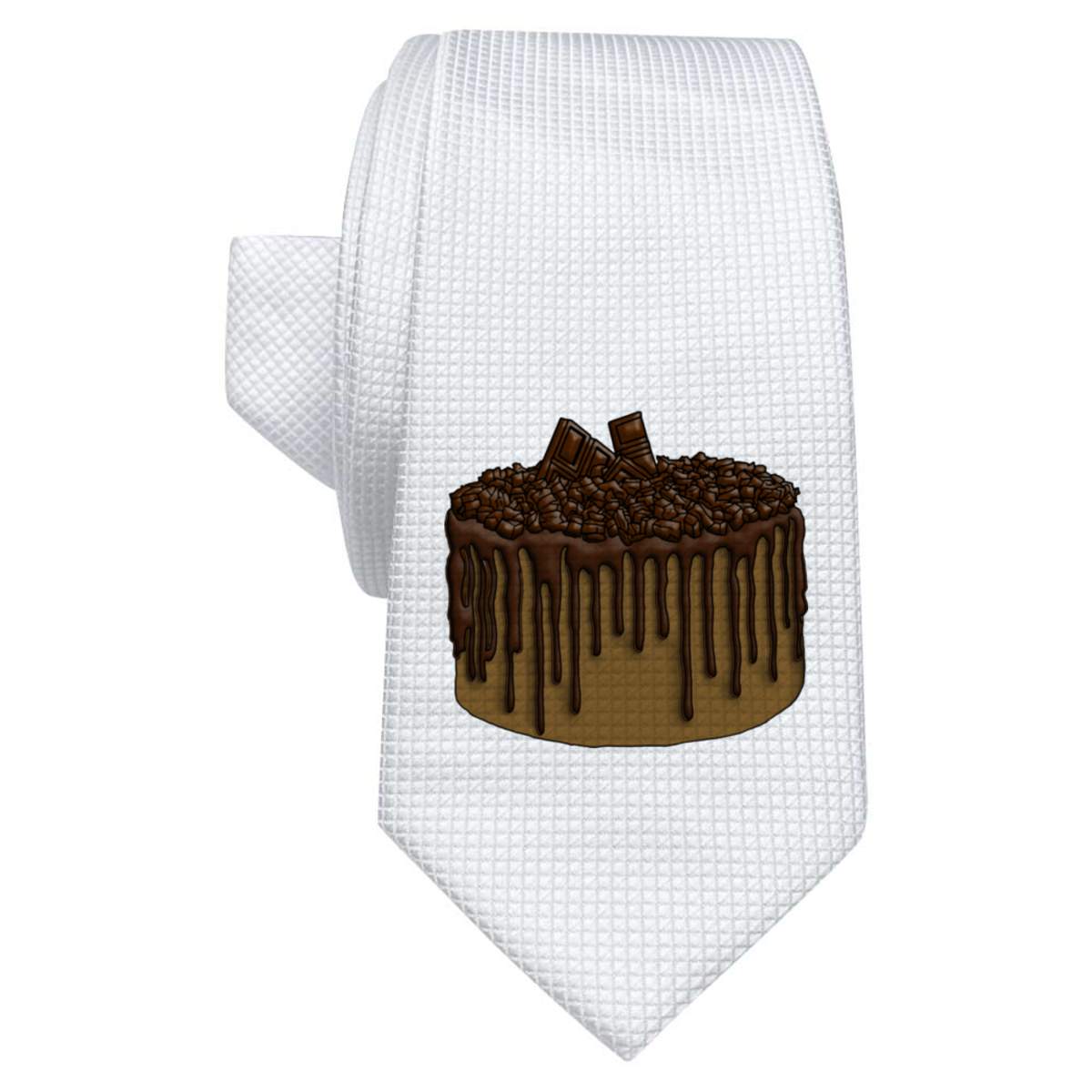 'Chocolate Fudge Cake' White Tie / Necktie with Gift Box (AT00008373)