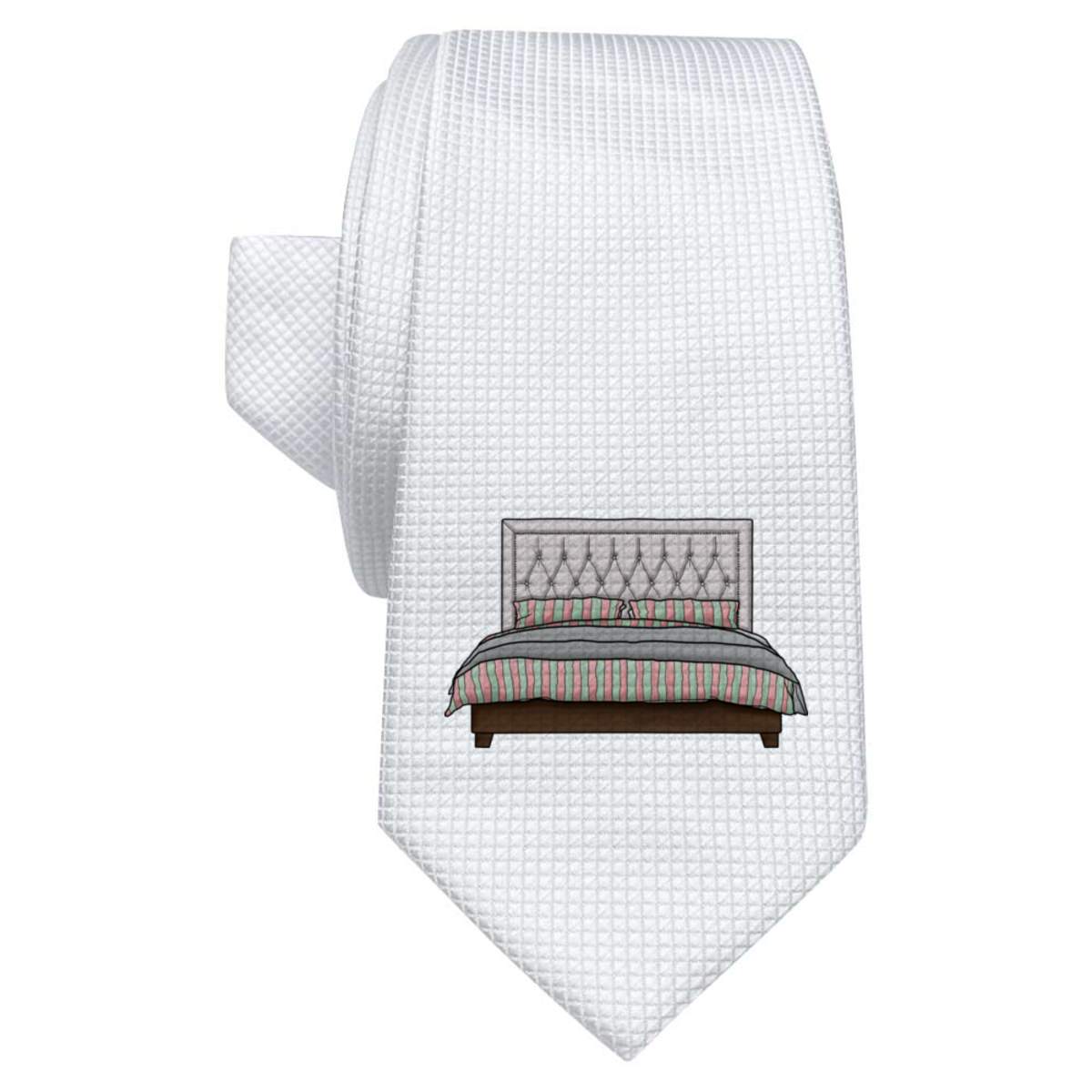 'Double Bed' White Tie / Necktie with Gift Box (AT00008385)