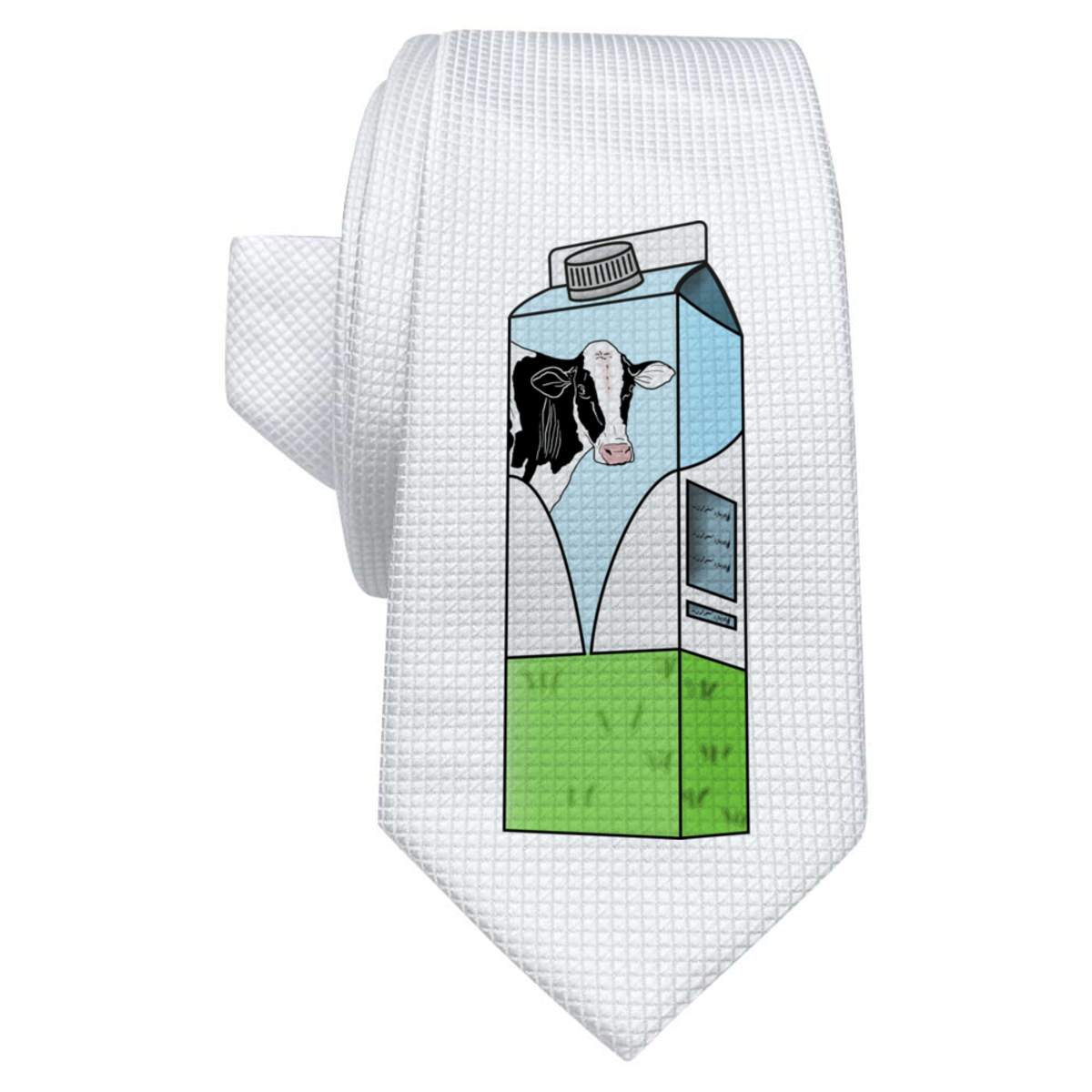 'Milk Carton' White Tie / Necktie with Gift Box (AT00008566)