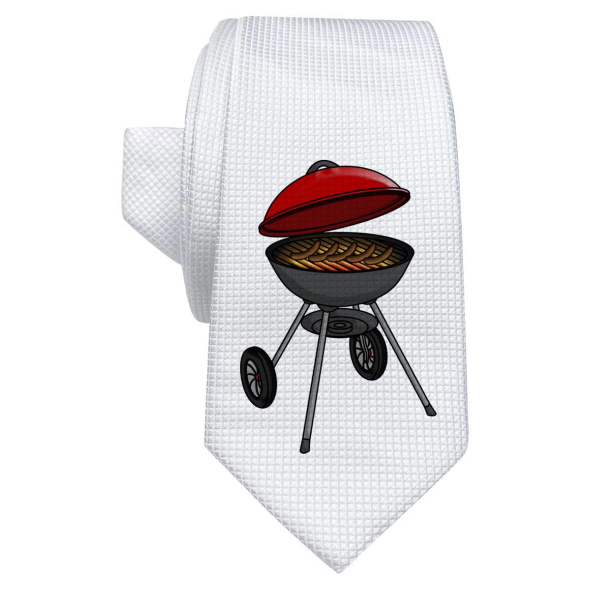 'Sausages On BBQ' White Tie / Necktie with Gift Box (AT00008573)