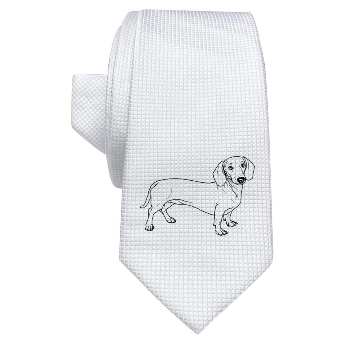 'Dachshund' White Tie / Necktie with Gift Box (AT00009066)