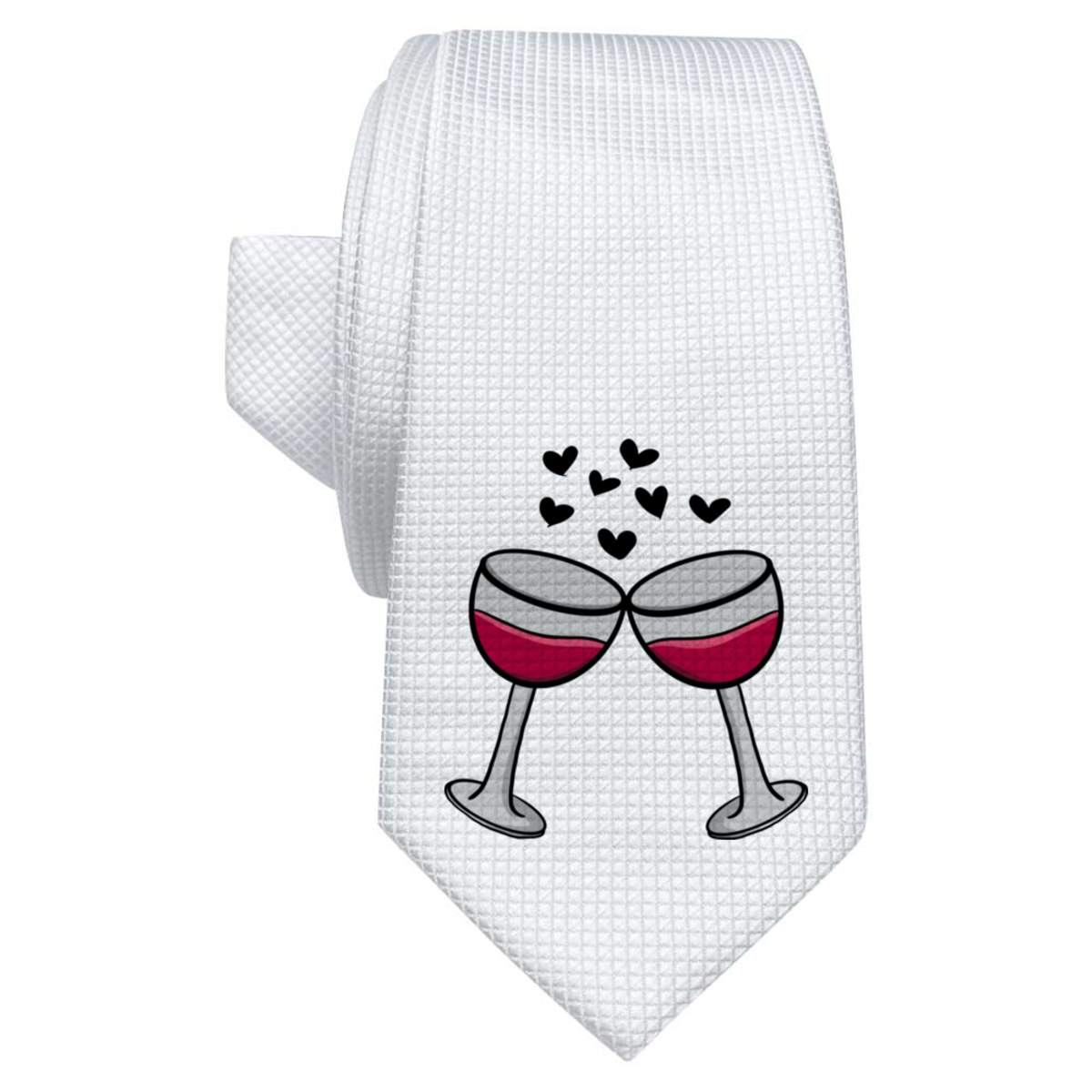 'Love Wine' White Tie / Necktie with Gift Box (AT00009266)