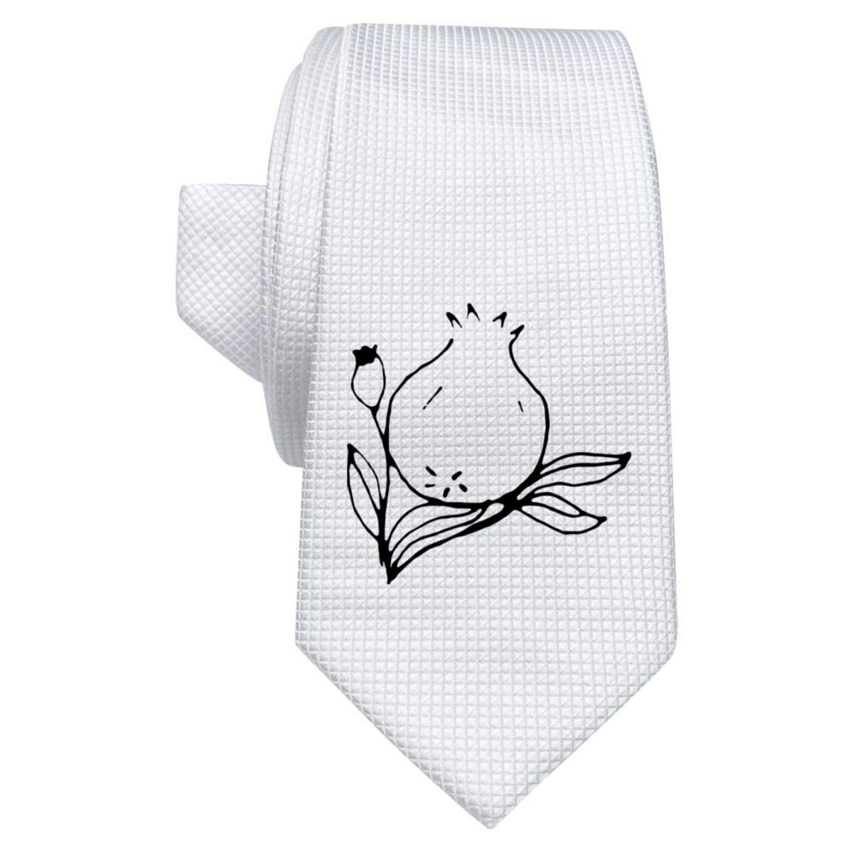 'Growing Pomegranate' White Tie / Necktie with Gift Box (AT00009516)