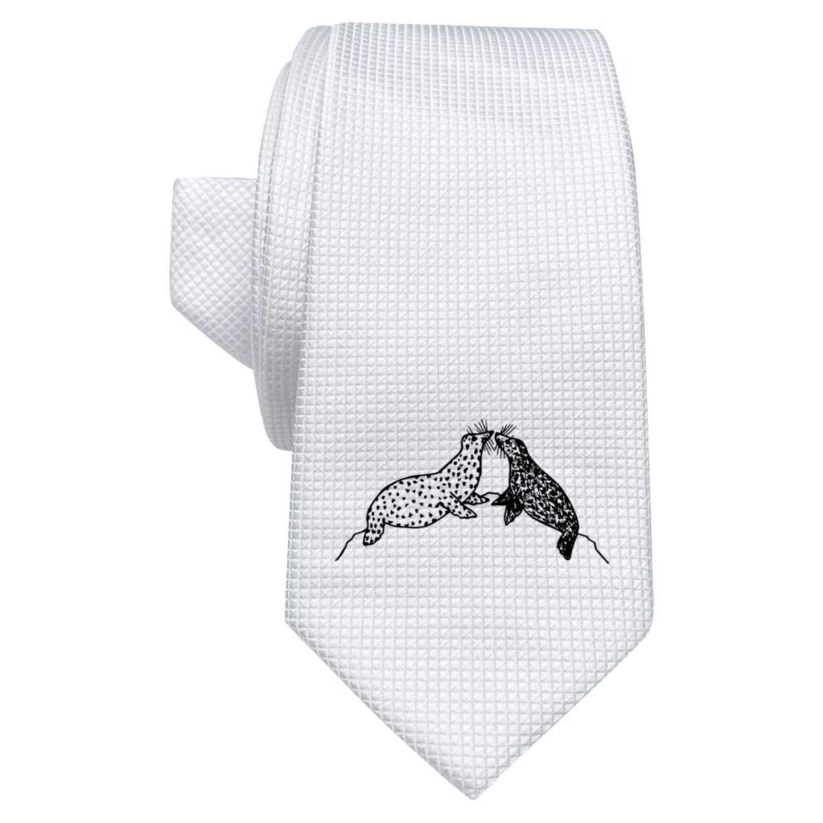 'Seals' White Tie / Necktie with Gift Box (AT00009525)