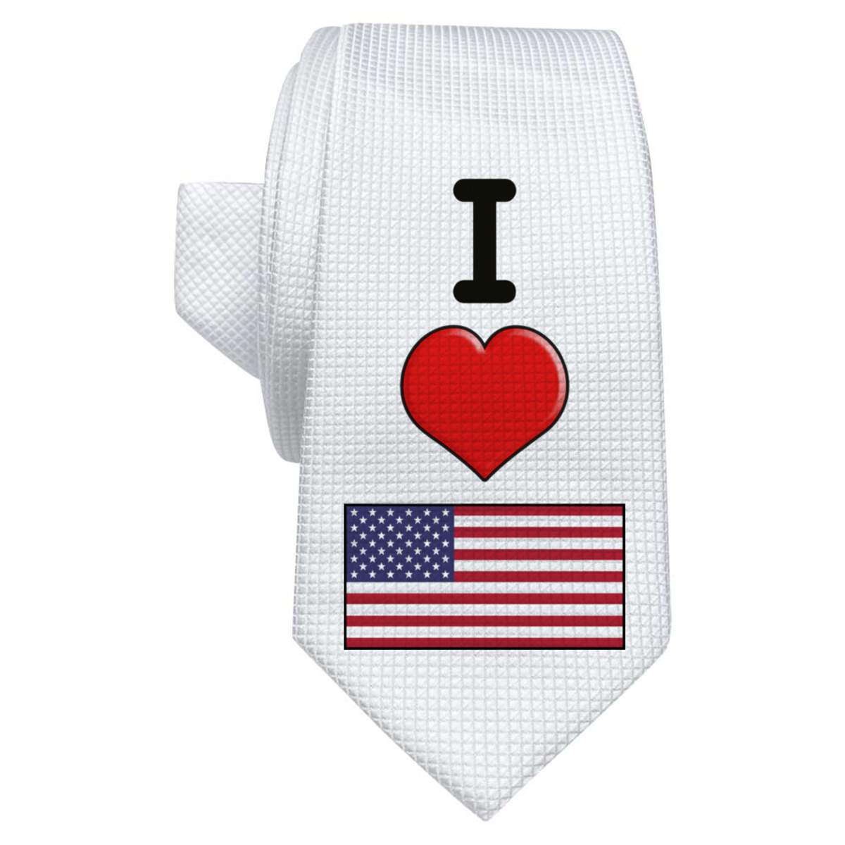 'I Love America' White Tie / Necktie with Gift Box (AT00009813)