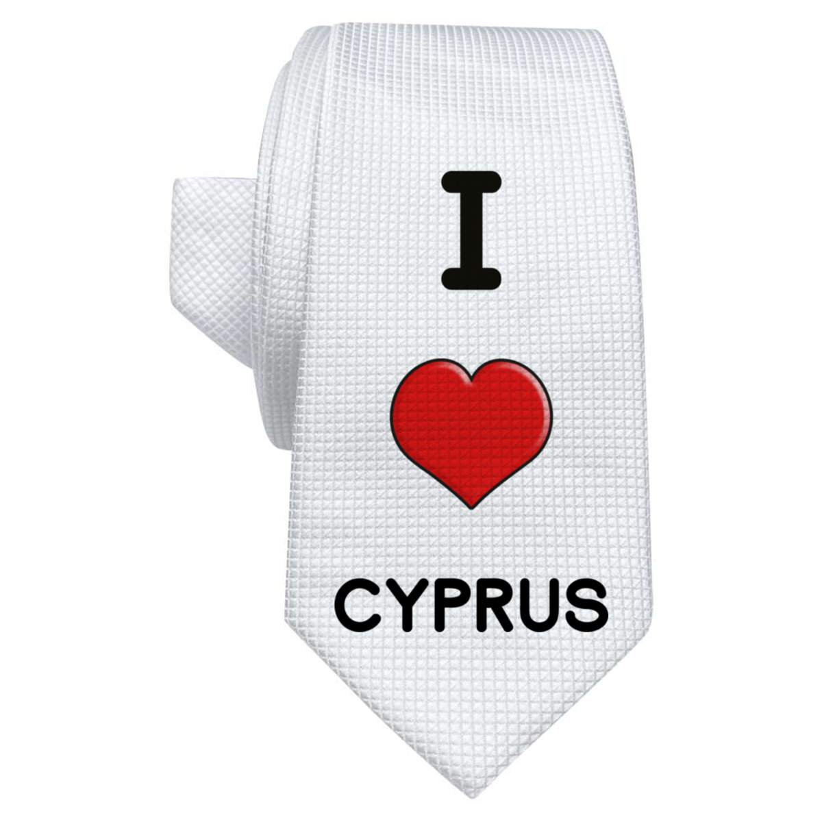 'I Love Cyprus' White Tie / Necktie with Gift Box (AT00009873)