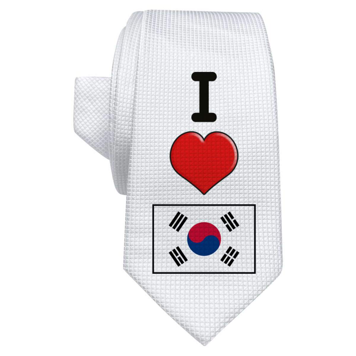 'I Love South Korea' White Tie / Necktie with Gift Box (AT00009881)
