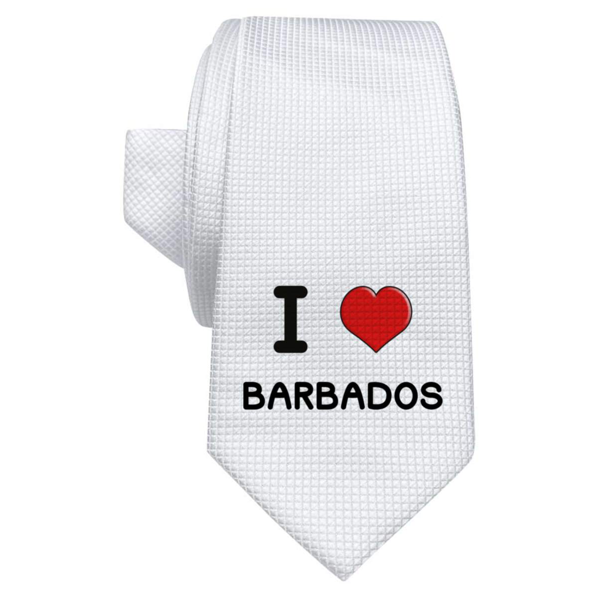 'I Love Barbados' White Tie / Necktie with Gift Box (AT00009903)