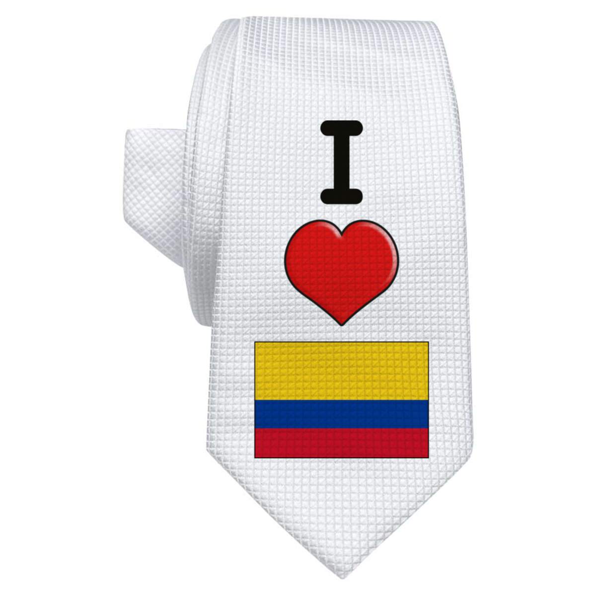 'I Love Colombia' White Tie / Necktie with Gift Box (AT00010007)