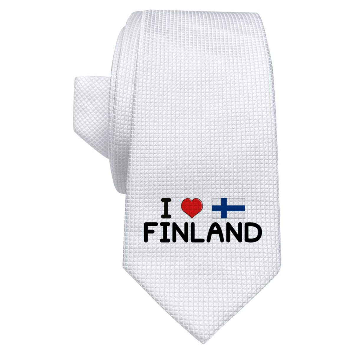 'I Love Finland' White Tie / Necktie with Gift Box (AT00010072)