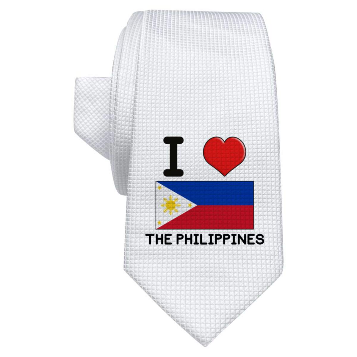 'I Love The Philippines' White Tie / Necktie with Gift Box (AT00010183)