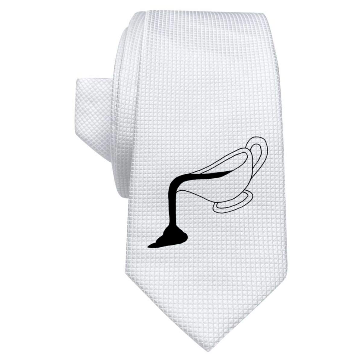 'Gravy Boat' White Tie / Necktie with Gift Box (AT00010547)
