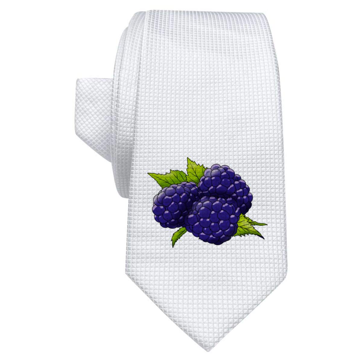 'Blackberries' White Tie / Necktie with Gift Box (AT00010663)